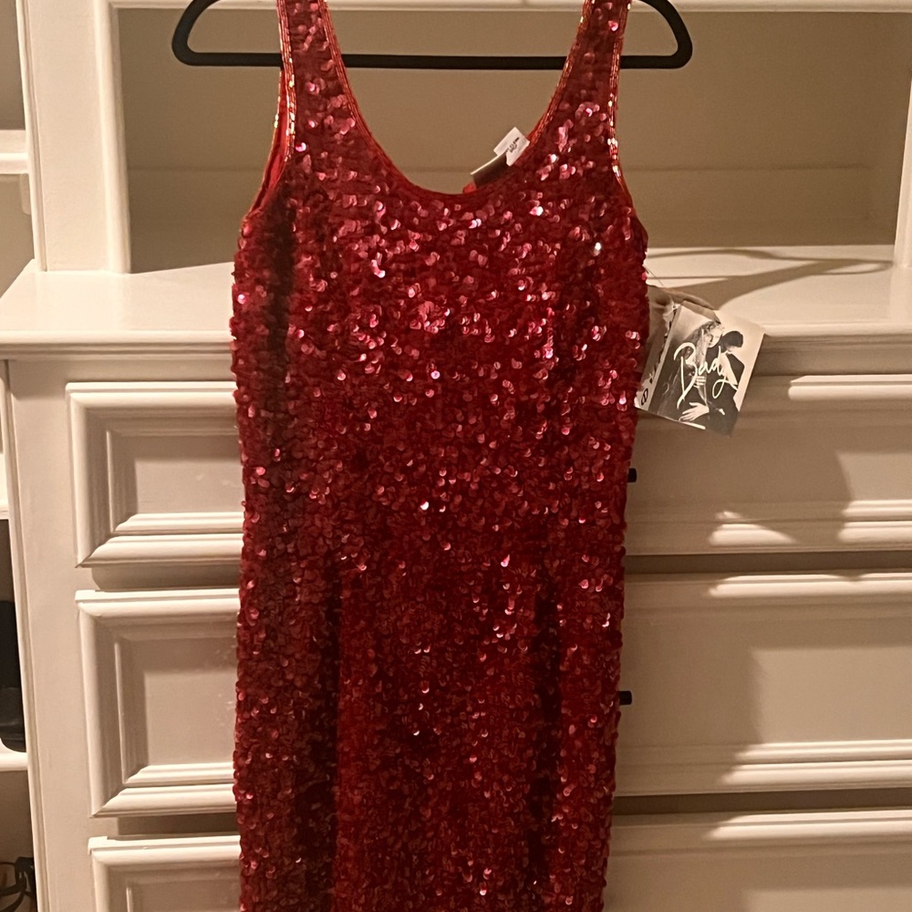 Red Sequin Sleeveless Dress